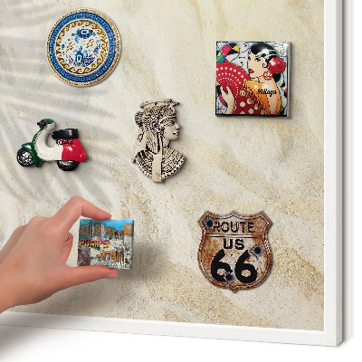 Decorative magnet board with a white frame Tropical pattern