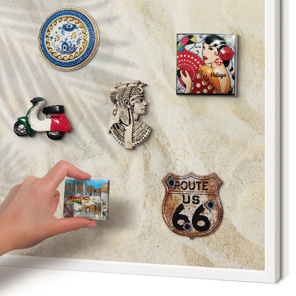 Decorative magnet board with a white frame Tropical pattern