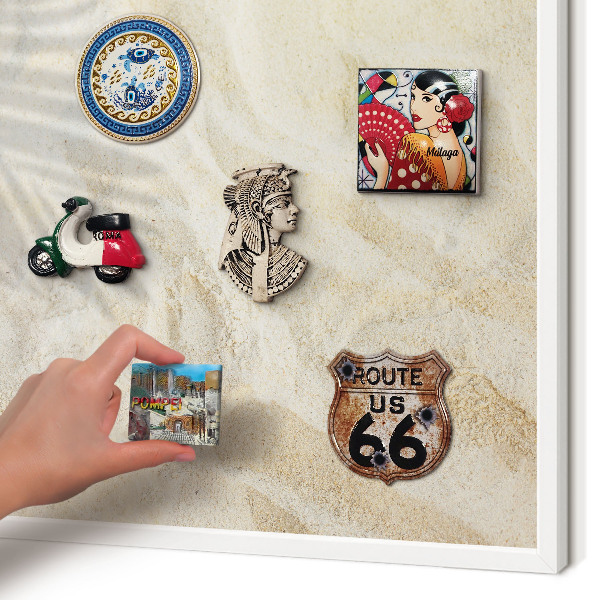 Decorative magnet board with a white frame Tropical pattern