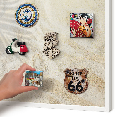 Decorative magnet board with a white frame Tropical pattern