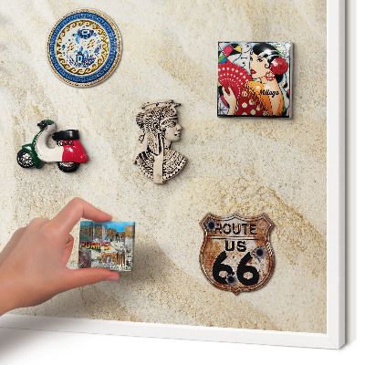 Decorative magnet board with a white frame Tropical pattern