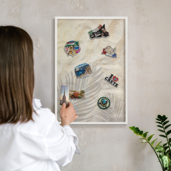 Decorative magnet board with a white frame Tropical pattern