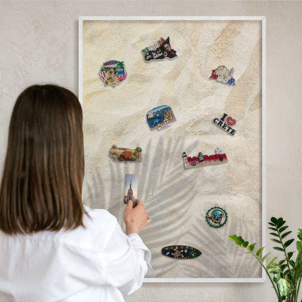Decorative magnet board with a white frame Tropical pattern
