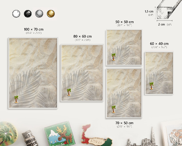 Decorative magnet board with a white frame Tropical pattern