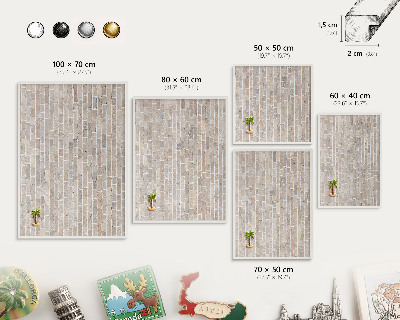 Magnetic board for travel magnets in a white frame Brick pattern