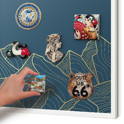 Decorative magnet board with a white frame Mountain minimalism