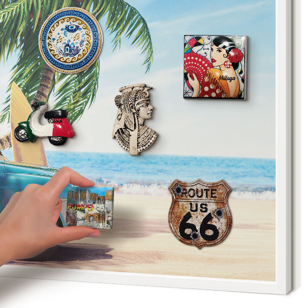 Decorative magnet board with a white frame Holiday peace