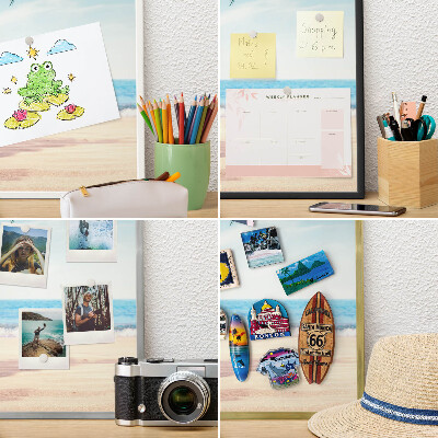 Decorative magnet board with a white frame Holiday peace