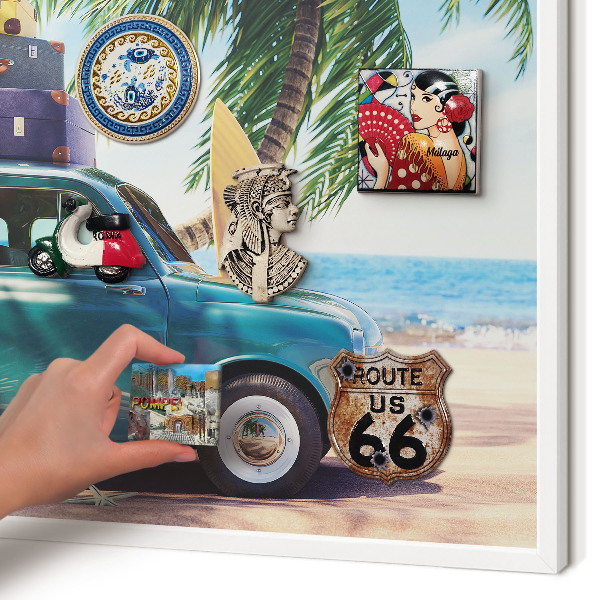 Decorative magnet board with a white frame Holiday peace