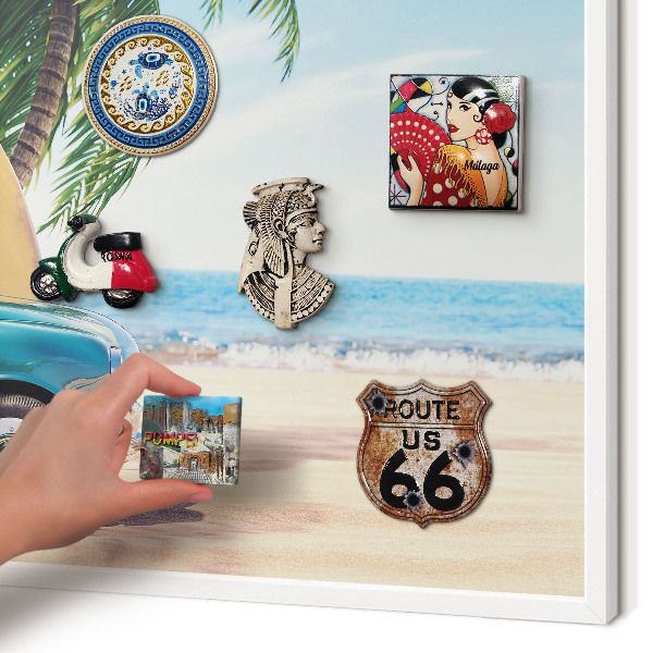 Decorative magnet board with a white frame Holiday peace