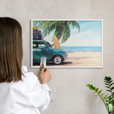 Decorative magnet board with a white frame Holiday peace