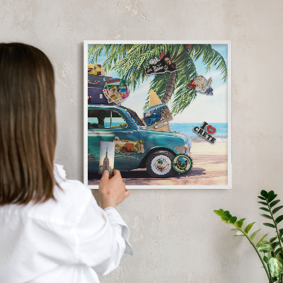 Decorative magnet board with a white frame Holiday peace