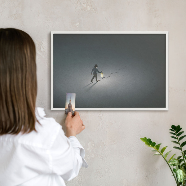 Decorative magnet board with a white frame Night hike