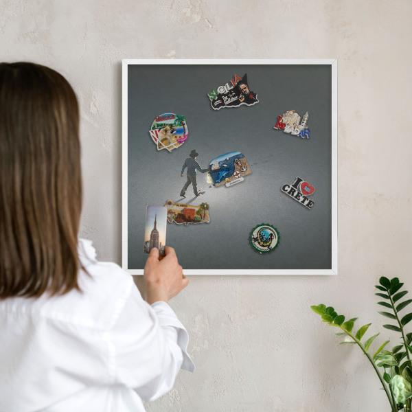 Decorative magnet board with a white frame Night hike