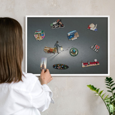 Decorative magnet board with a white frame Night hike