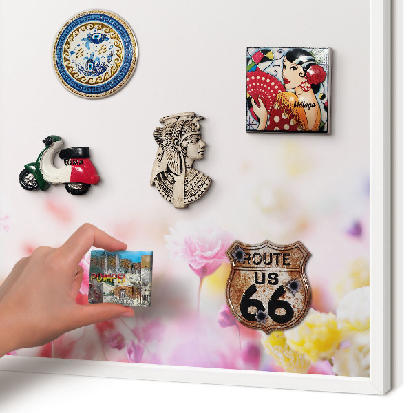 Decorative magnet board with a white frame Pastel flowers