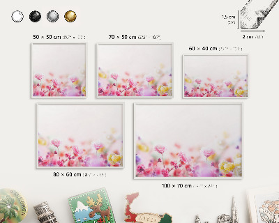 Decorative magnet board with a white frame Pastel flowers