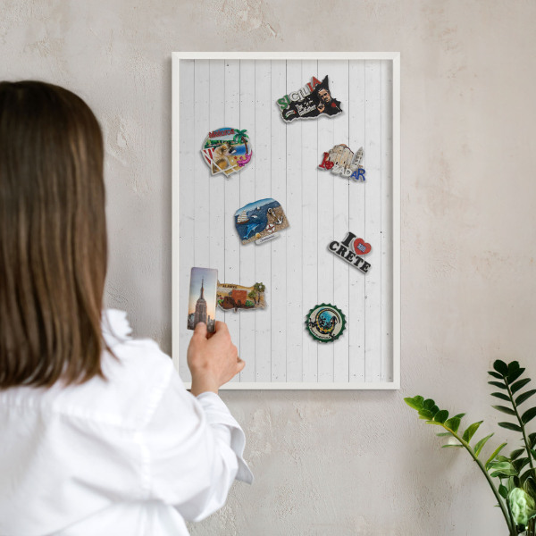Magnetic board for travel magnets in a white frame White boards