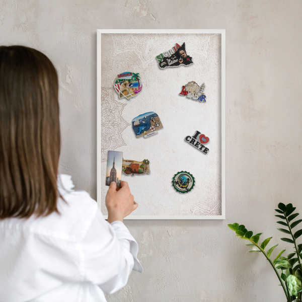 Decorative magnet board with a white frame Ethnic patterns