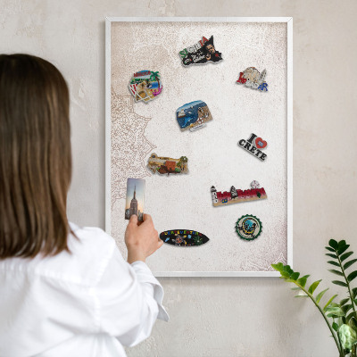 Decorative magnet board with a white frame Ethnic patterns