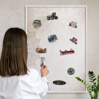 Decorative magnet board with a white frame Ethnic patterns