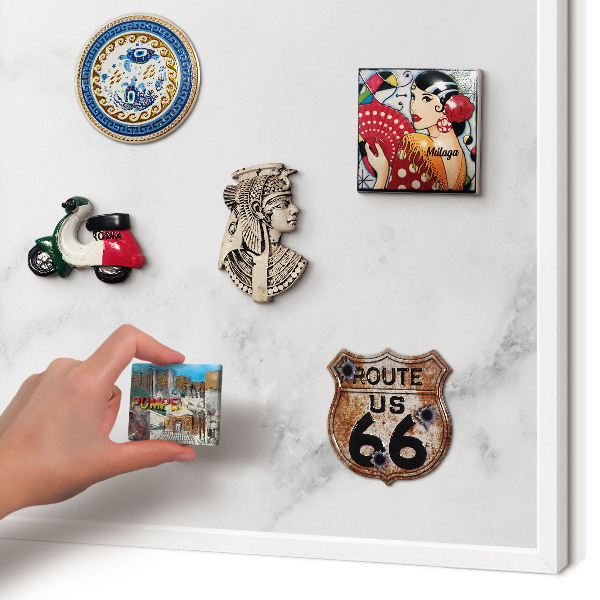 Decorative magnet board with a white frame Elegant marble