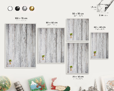 Magnetic board for travel magnets in a white frame Rustic wood