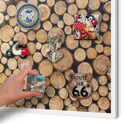 Decorative magnet board with a white frame Wooden circles