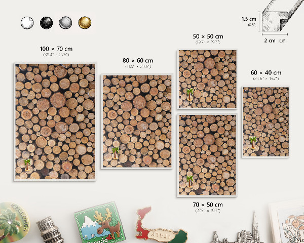 Decorative magnet board with a white frame Wooden circles