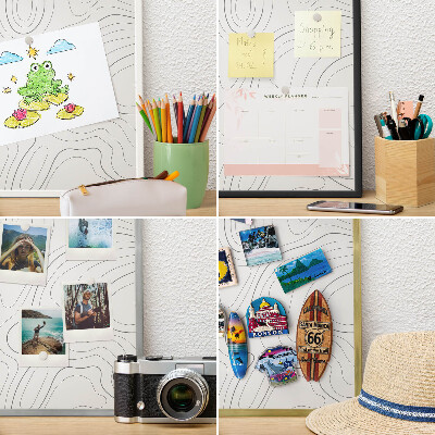 Magnetic board for travel magnets in a white frame Geometric elegance
