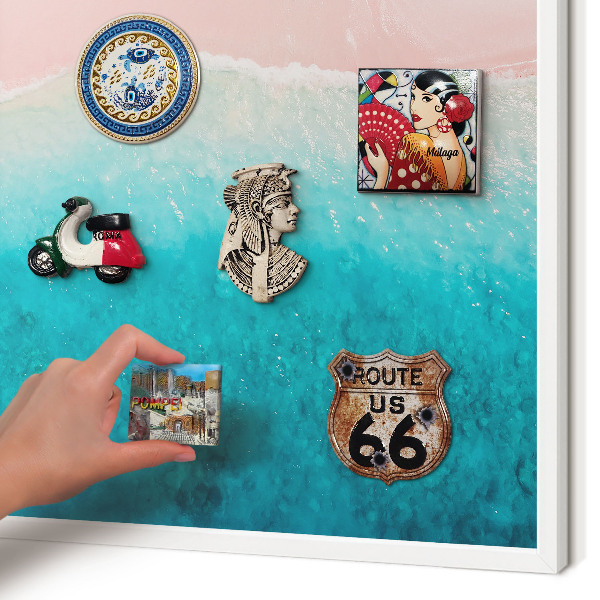 Decorative magnet board with a white frame Summer relaxation