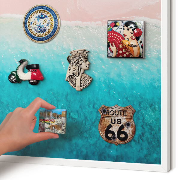Decorative magnet board with a white frame Summer relaxation