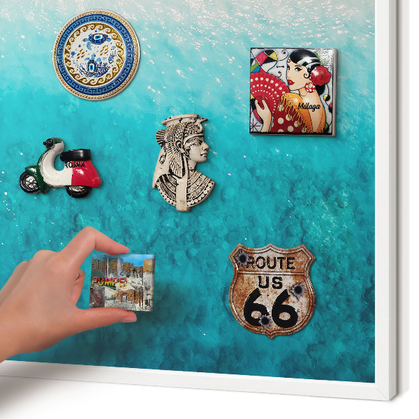 Decorative magnet board with a white frame Summer relaxation