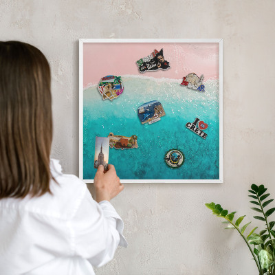 Decorative magnet board with a white frame Summer relaxation