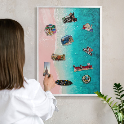 Decorative magnet board with a white frame Summer relaxation