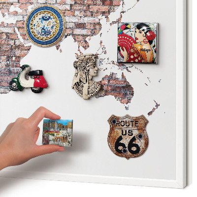 Magnetic board for travel magnets in a white frame Brick world
