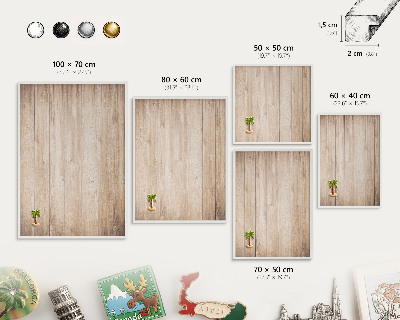 Decorative magnet board with a white frame Wooden boards