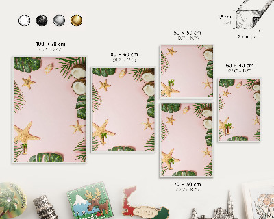 Magnetic board for travel magnets in a white frame Tropical vacation