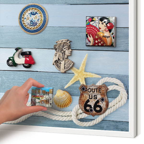 Decorative magnet board with a white frame Maritime climate