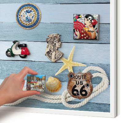 Decorative magnet board with a white frame Maritime climate