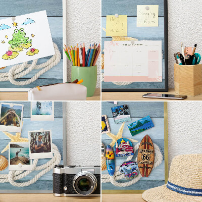 Decorative magnet board with a white frame Maritime climate