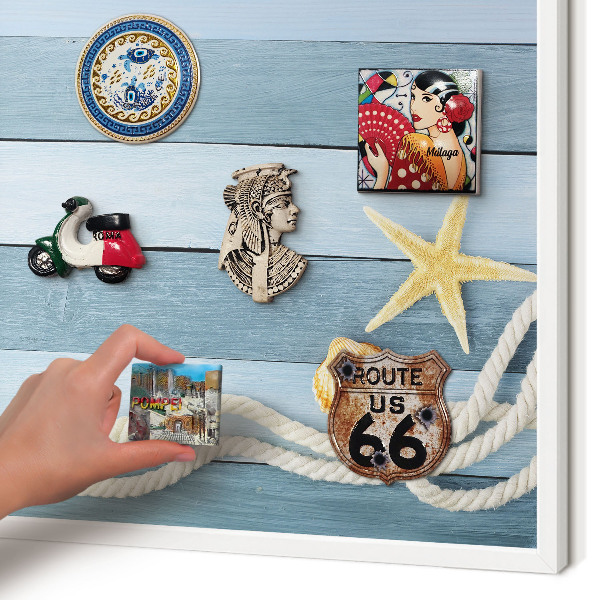 Decorative magnet board with a white frame Maritime climate