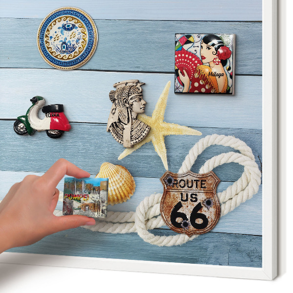 Decorative magnet board with a white frame Maritime climate