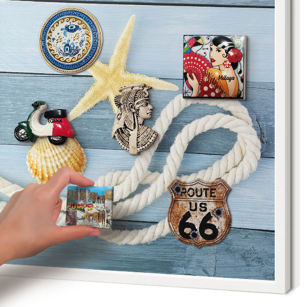 Decorative magnet board with a white frame Maritime climate