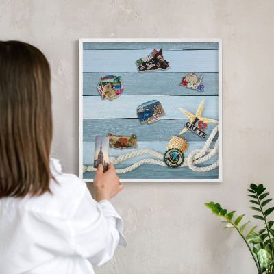 Decorative magnet board with a white frame Maritime climate