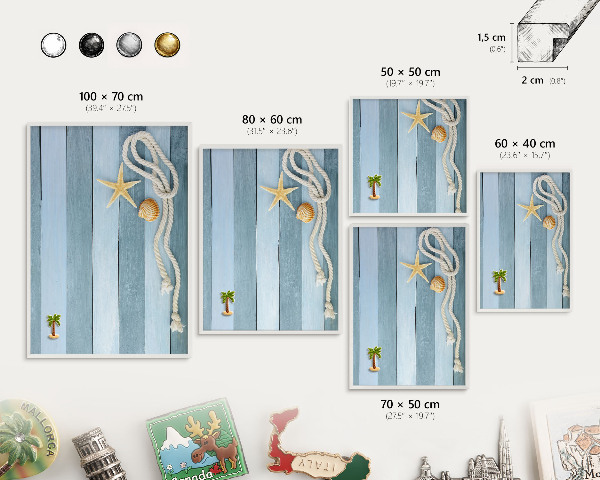 Decorative magnet board with a white frame Maritime climate