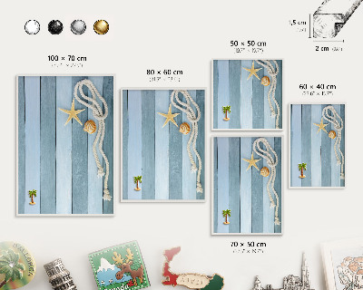 Decorative magnet board with a white frame Maritime climate
