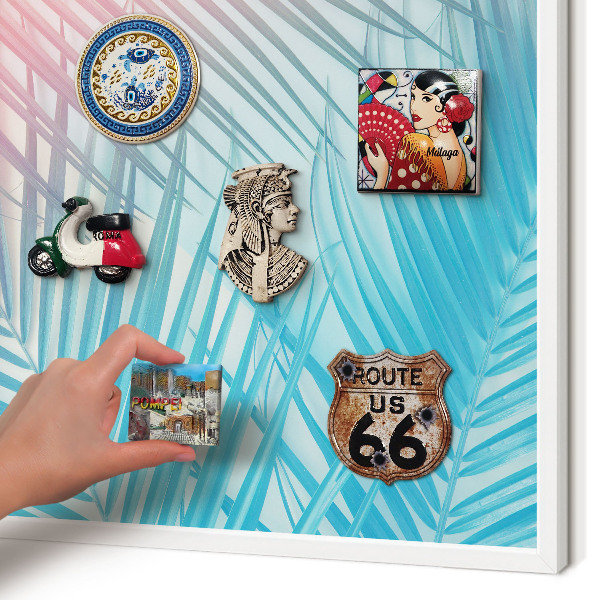 Decorative magnet board with a white frame Tropical elegance