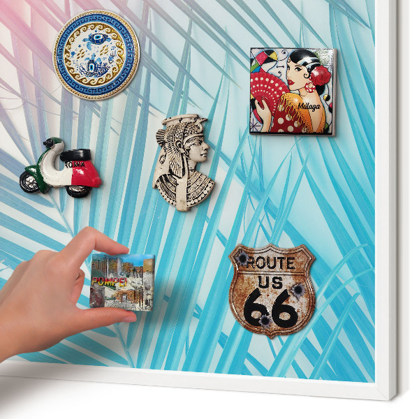 Decorative magnet board with a white frame Tropical elegance