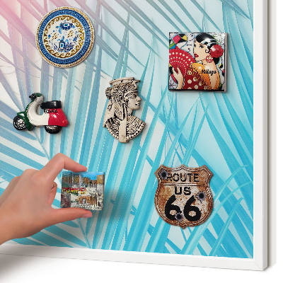 Decorative magnet board with a white frame Tropical elegance